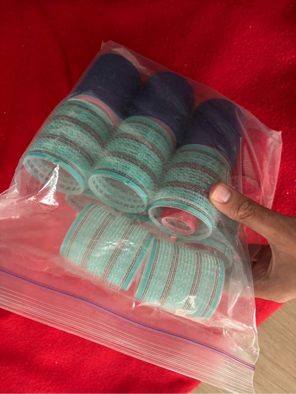 Velcro Hair Rollers Set - Blue & Teal - Picture 3 of 3